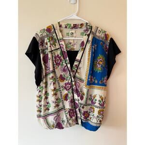 Tiny by Anthropologie Blouse Top Womens Medium Multicolor Floral Patchwork Boho